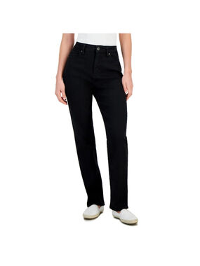 Style & Co Women's 12 Long (Tall) Black High-Rise Straight-Leg Jeans NWT